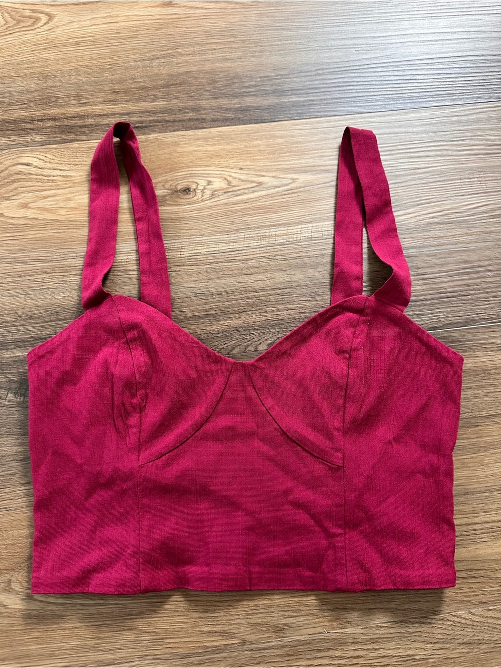 Free People Sleeveless Corset Crop Top Burgundy SZ 10 Smocked Festival Party EUC